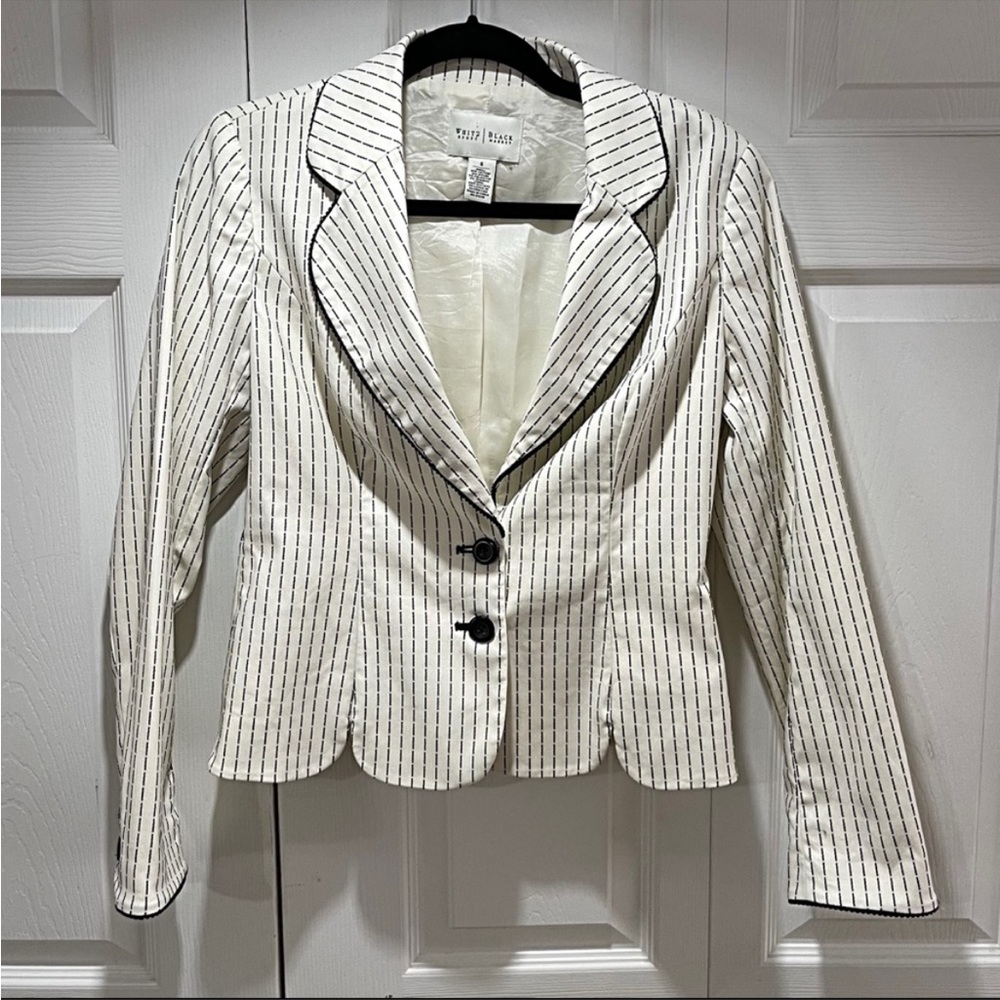 White House Black Market White with Black Stripes Blazer